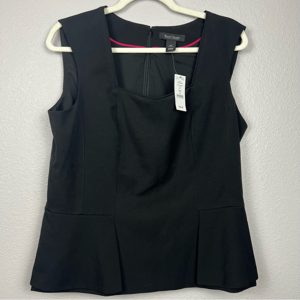 White House Black Market Classic Black Peplum Blouse